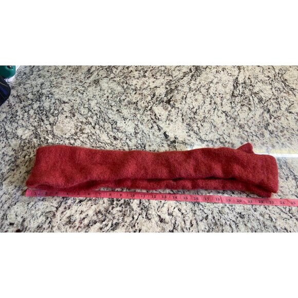 Womans Rectangle Wool Blend Scarf Hand Knit Red Textured Preppy - Picture 2 of 5